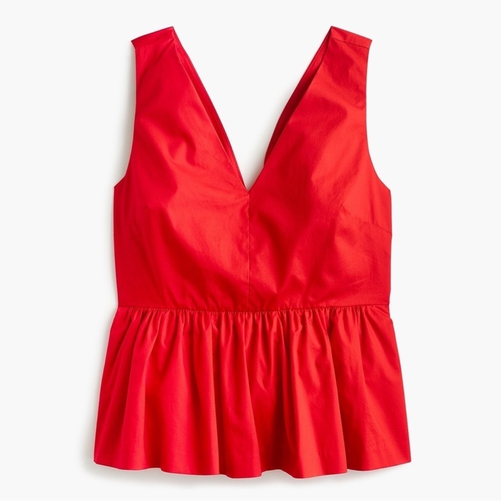 J Crew Red Sleeveless Peplum Top